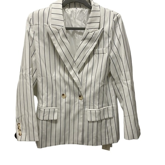 Revolve Lovers Blazer Double Breasted Black and White striped Size 8 or M - Picture 1 of 9